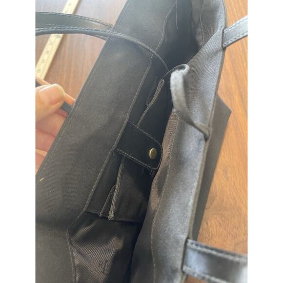 Lauren Ralph Lauren Black Tote Handbag Black Gold Embroidered Logo Lg Designer - Picture 4 of 11